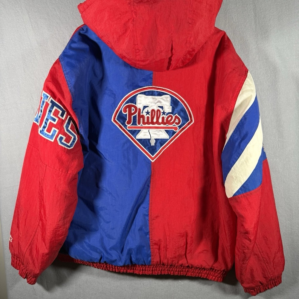 RARE Vintage Philadelphia Phillies Starter Two Tone Puffer Jacket Zip Up XL